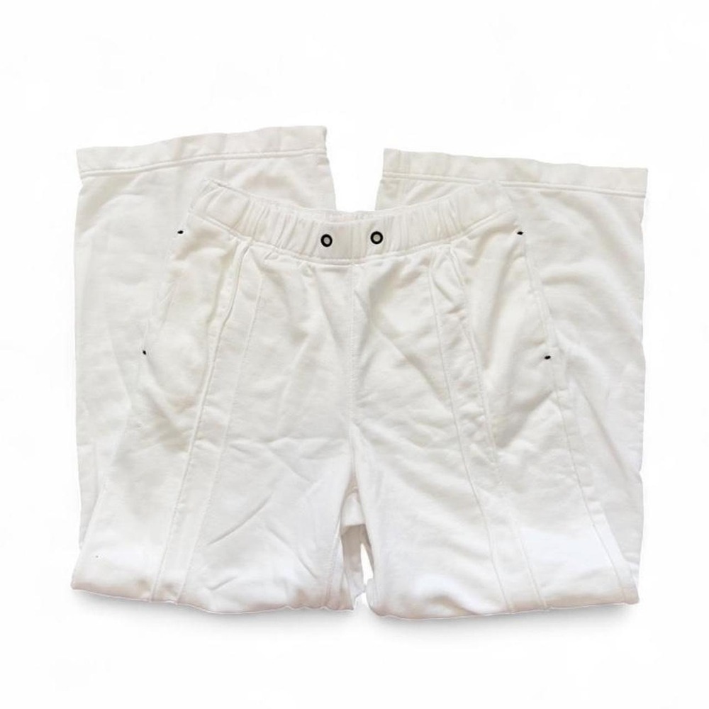 Free People Movement White Fine Line Sweatpants Size Medium Wide Leg